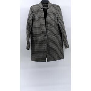 O.P.D.V PARIS Women's Black-Gray Houndstooth Single-Button Peak Lapel Coat SZ S